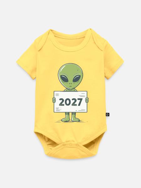 grünes Alien - Baby Premium Kurzarmbody - Pastellgelb