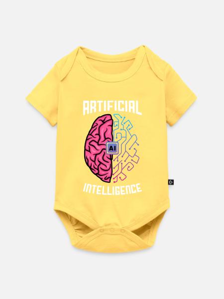 Artificial Intelligence Brain Tech Design - Baby Premium Kurzarmbody - Pastellgelb