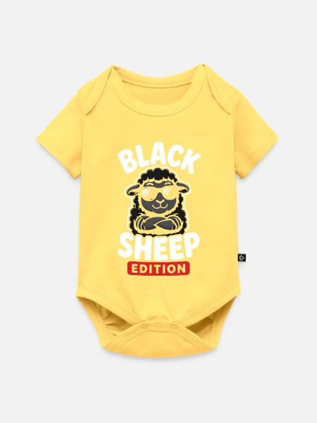 Schwarzes Schaf mit Sonnenbrille - Baby Premium Kurzarmbody - Pastellgelb
