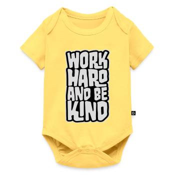 Travailler dur et être gentil Diligence inspirante Logo de la gentillesse - Body à manches courtes Premium Bébé - jaune pastel - Devant