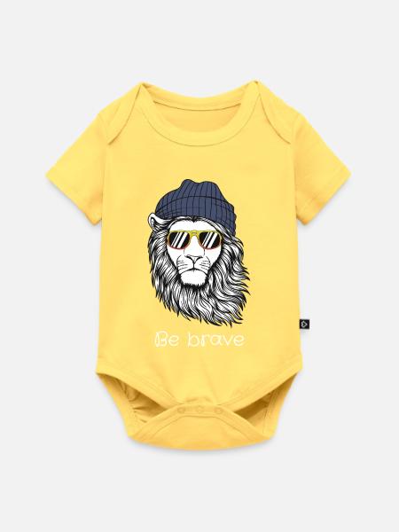 Mutiger Löwe mit Be Brave-Brille - Baby Premium Kurzarmbody - Pastellgelb