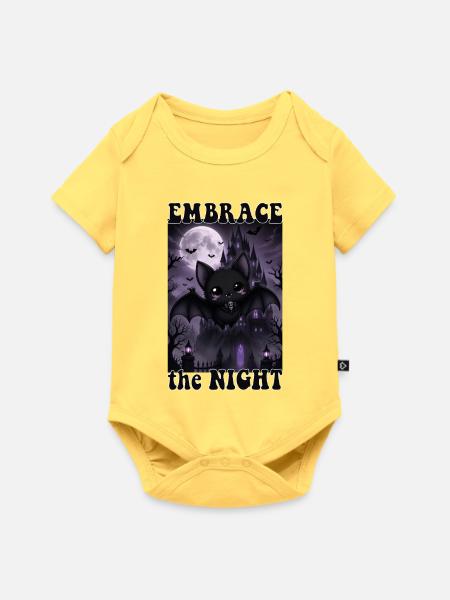 Halloween bat - Embrace the night - Baby Premium Kurzarmbody - Pastellgelb