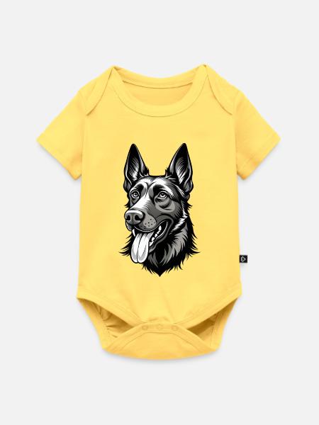 Belgischer Malinois-Hundekopf - Baby Premium Kurzarmbody - Pastellgelb