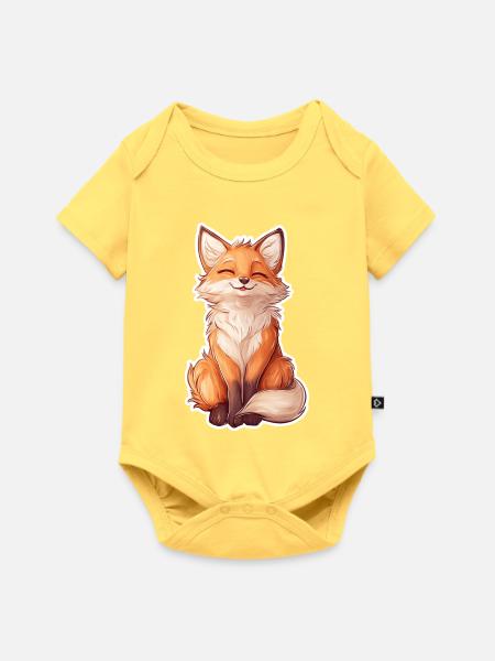 Fuchs - Baby Premium Kurzarmbody - Pastellgelb