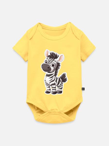 Zebra - Baby Premium Kurzarmbody - Pastellgelb