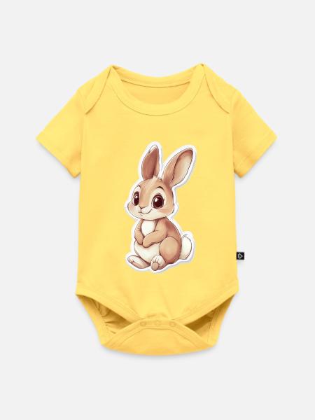 Hase - Baby Premium Kurzarmbody - Pastellgelb