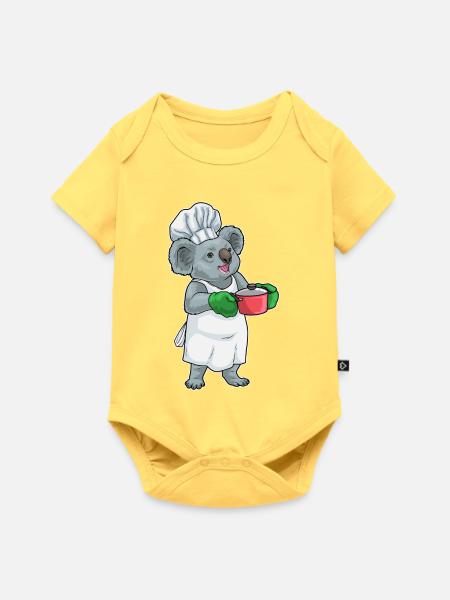 Koala Koch Kochtopf Kochen - Baby Premium Kurzarmbody - Pastellgelb