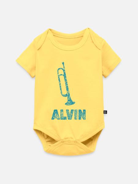 Alvin - Baby Premium Kurzarmbody - Pastellgelb