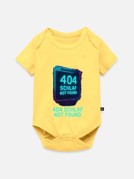 404 Schlaf Not Found Neon - Baby Premium Kurzarmbody - Pastellgelb