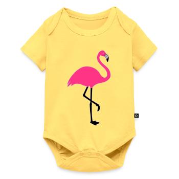 Flamingo Summer Sun Beach - Body à manches courtes Premium Bébé - jaune pastel - Devant