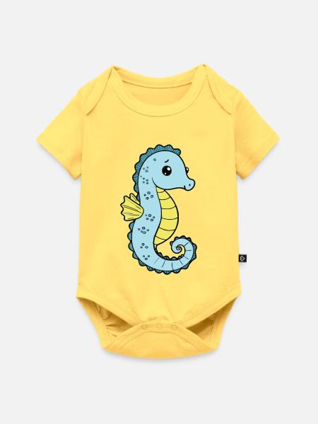 Seepferd Seepferdchen - Baby Premium Kurzarmbody - Pastellgelb