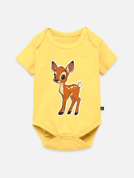 Reh - Baby Premium Kurzarmbody - Pastellgelb