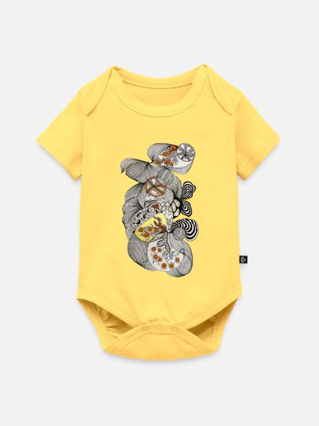 Organisch-Ornament Muster - Baby Premium Kurzarmbody - Pastellgelb