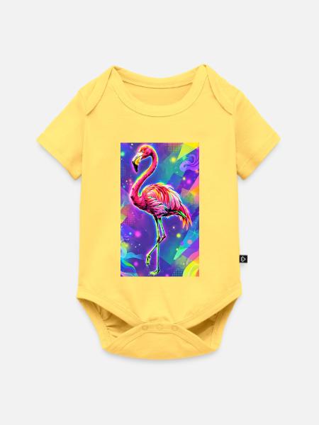 Flamingo - Baby Premium Kurzarmbody - Pastellgelb