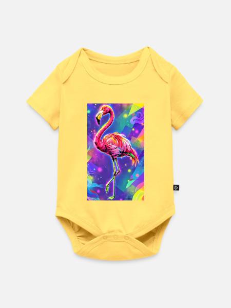 Flamingo - Baby Premium Kurzarmbody - Pastellgelb
