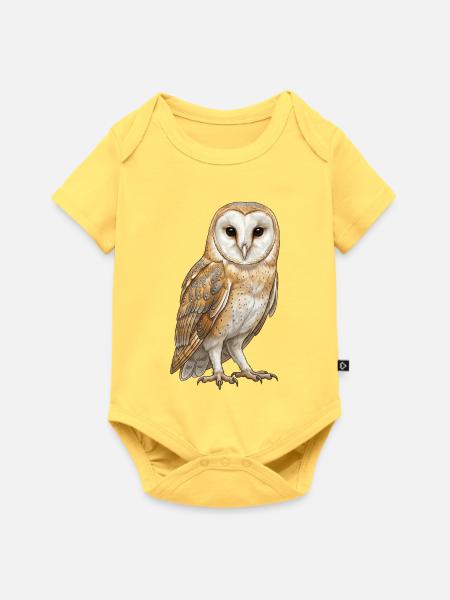 Schleiereule-Illustration – digital - Baby Premium Kurzarmbody - Pastellgelb