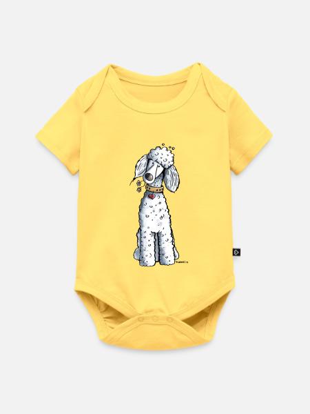 Pudel mit Blumen - Baby Premium Kurzarmbody - Pastellgelb