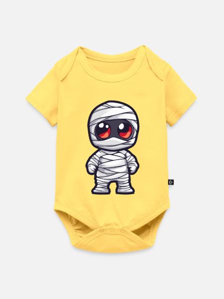 Mumie Halloween Niedlich Comic - Baby Premium Kurzarmbody - Pastellgelb