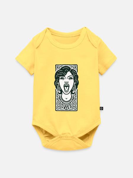 Hip Hop Face #3 - Baby Premium Kurzarmbody - Pastellgelb