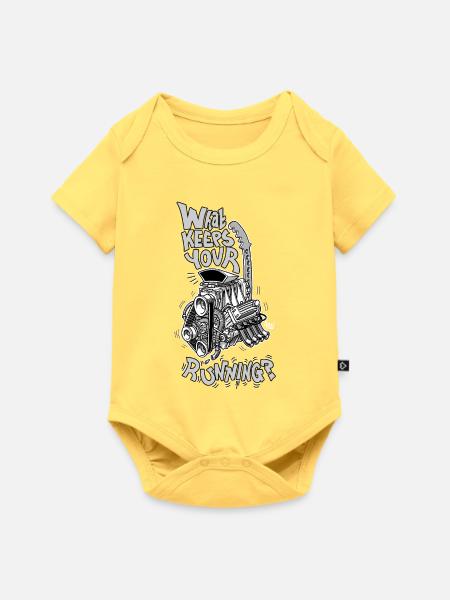 1482_WhatKeepsYourMotorRunning-GRAY - Baby Premium Kurzarmbody - Pastellgelb