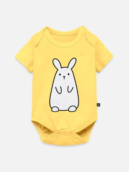 Lustiger Hase - Baby Premium Kurzarmbody - Pastellgelb