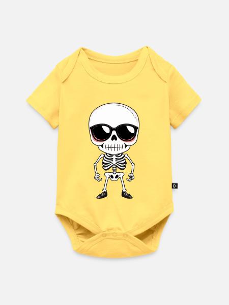 Skelett mit Sonnenbrille - Baby Premium Kurzarmbody - Pastellgelb