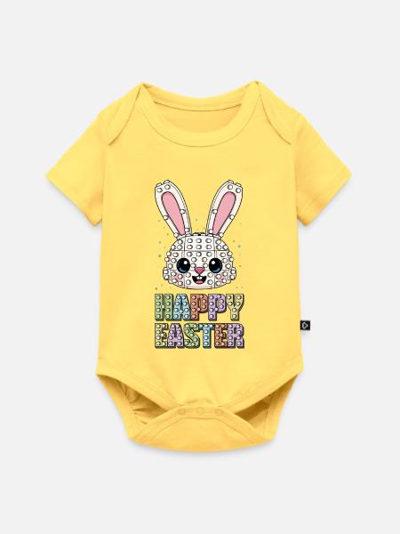 Meisterbauer Ziegelbauer Bunny Face Ziegel - Baby Premium Kurzarmbody - Pastellgelb