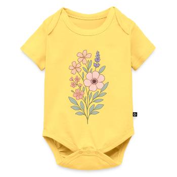 Pastel Flowers Watercolor Bouquet - Baby Premium short-sleeve bodysuit - sky yellow - Front