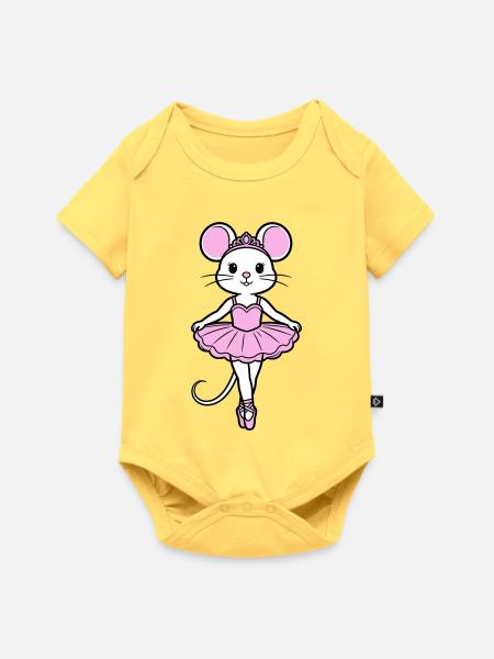 Ballerina-Maus - Baby Premium Kurzarmbody - Pastellgelb