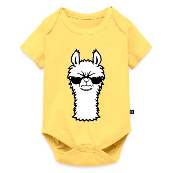 Lama Lunettes de soleil Angry Cool Furry Alpaga Sour - Body à manches courtes Premium Bébé - jaune pastel - Devant