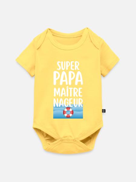Super Daddy Rettungsschwimmer-Illustration - Baby Premium Kurzarmbody - Pastellgelb