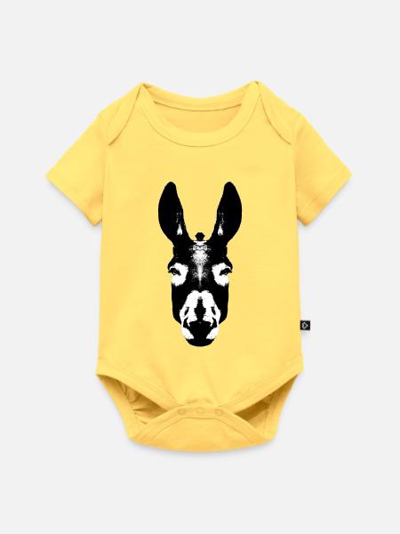 Esel / Kopf - Baby Premium Kurzarmbody - Pastellgelb