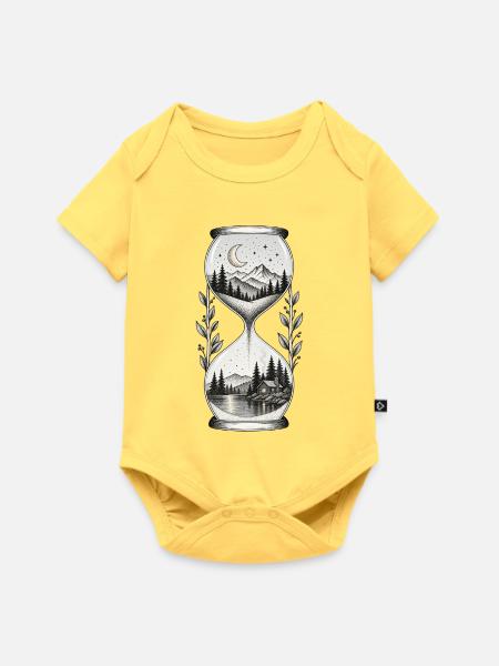 Mondnacht Sanduhrlandschaft - Baby Premium Kurzarmbody - Pastellgelb
