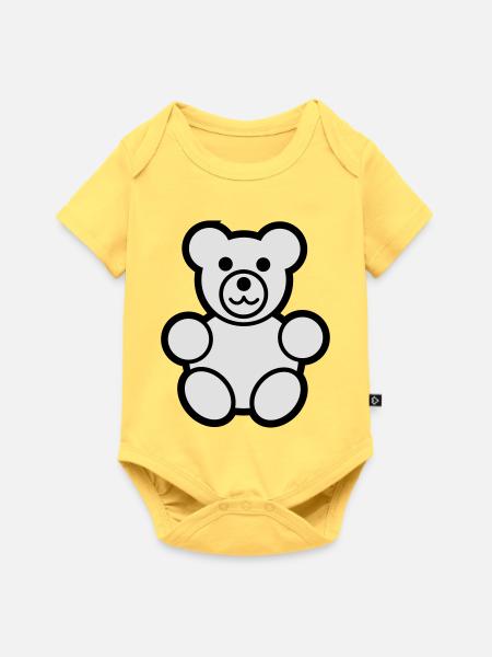 Niedlicher Teddy  - Baby Premium Kurzarmbody - Pastellgelb