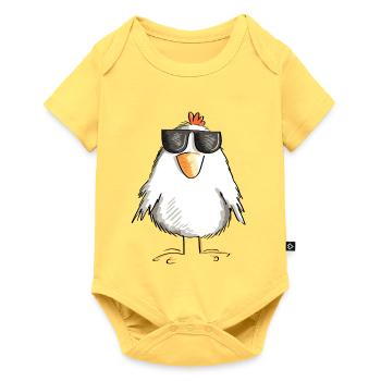 Chicken with cool sunglasses - rooster - goose - Baby Premium short-sleeve bodysuit - sky yellow - Front