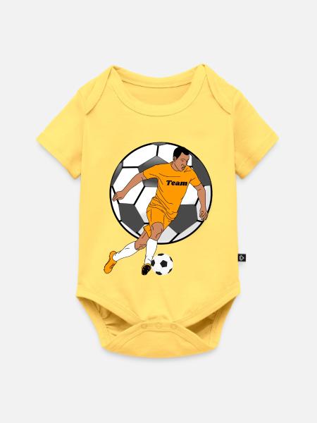 Teamgeist im Orangentrikot - Baby Premium Kurzarmbody - Pastellgelb