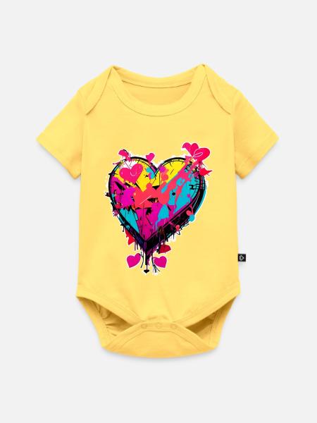 Herz Kunst - Baby Premium Kurzarmbody - Pastellgelb