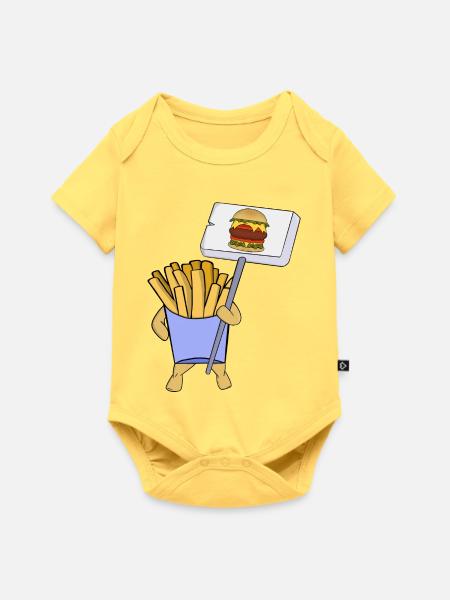 Pommes frites protestieren für Hamburger - Baby Premium Kurzarmbody - Pastellgelb