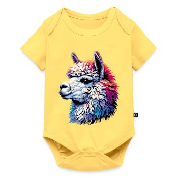 Alpaka - Baby Premium Kurzarmbody - Pastellgelb - Vorne