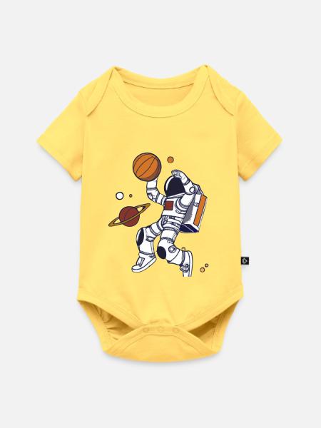 Astronaut Dunk Planet - Baby Premium Kurzarmbody - Pastellgelb