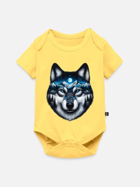 Wolf - Baby Premium Kurzarmbody - Pastellgelb
