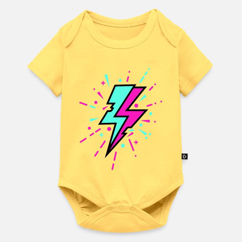 Style rétro coloré avec un éclair - Body à manches courtes Premium Bébé - jaune pastel