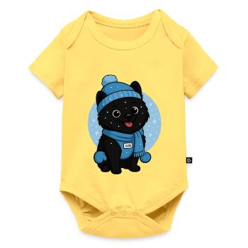 Cuddly Dog Winter Magic - Baby Premium short-sleeve bodysuit - sky yellow - Front