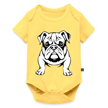 Bouledogue noir et blanc chiens T-shirt cadeau - Body à manches courtes Premium Bébé - jaune pastel - Devant