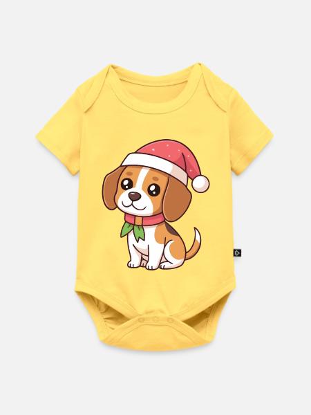 Weihnachts-Beagle-Welpe - Baby Premium Kurzarmbody - Pastellgelb