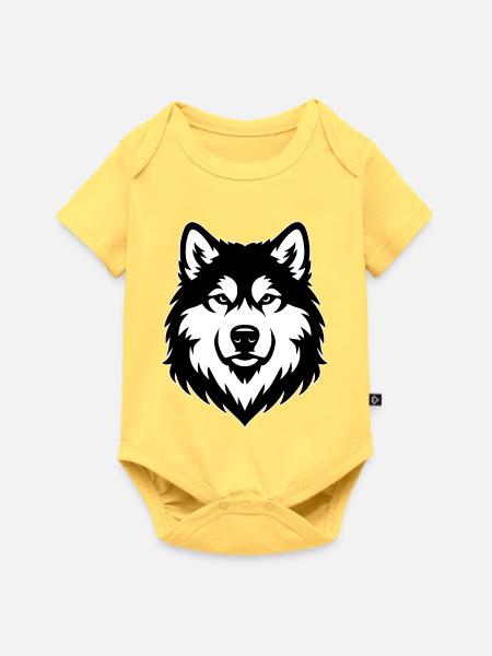 Alaskan Malamute schwazweiss - Baby Premium Kurzarmbody - Pastellgelb