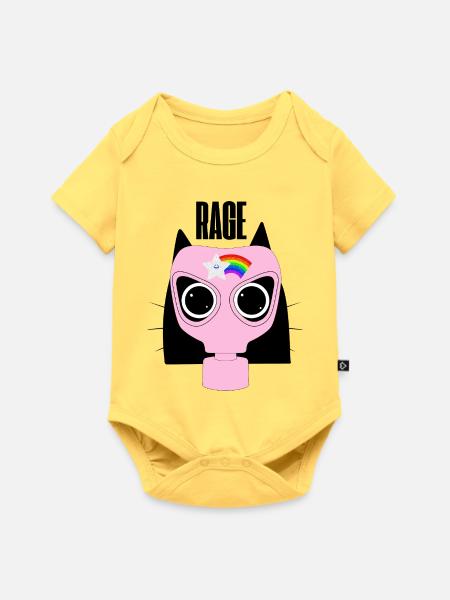 Rage Kitty Cat Protest - Baby Premium Kurzarmbody - Pastellgelb