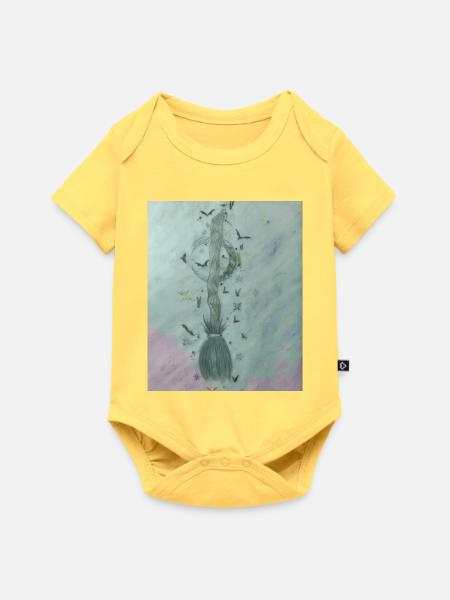 Magischer Zauberstab und Spirale - Baby Premium Kurzarmbody - Pastellgelb