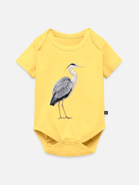 Realistischer Graureiher - Baby Premium Kurzarmbody - Pastellgelb