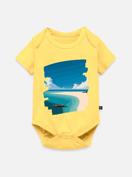 Strandbild - Baby Premium Kurzarmbody - Pastellgelb